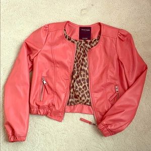 Faux leather zip up jacket